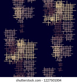 Grunge Seamless Grid. Abstract Pattern. Retro Hand Drawn Texture with Scribble Crossing Lines. Colorful Vector Pattern for Calico, Print, Textile. Abstract Seamless Pattern.