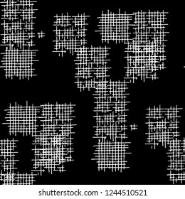 Grunge Seamless Grid. Abstract Pattern. Modern Hand Drawn Texture with Scribble Crossing Lines. Black and White Vector Pattern for Wallpaper, Fabric, Print. Abstract Seamless Pattern.