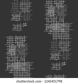Grunge Seamless Grid. Abstract Pattern. Modern Hand Drawn Texture with Scratched Crossing Lines. Black and White Vector Pattern for Dress, Paper, Tablecloth. Abstract Seamless Pattern.