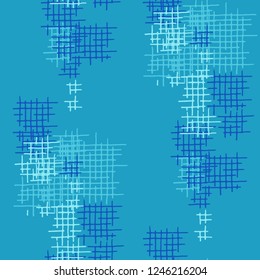 Grunge Seamless Grid. Abstract Pattern. Trendy Hand Drawn Texture with Scratched Crossing Lines. Colorful Vector Pattern for Wallpaper, Print, Textile. Abstract Seamless Pattern.