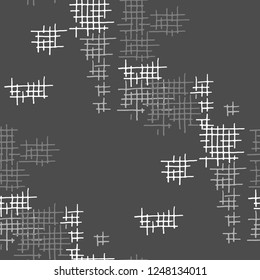 Grunge Seamless Grid. Abstract Pattern. Retro Hand Drawn Texture with Scribble Crossing Lines. Black and White Vector Pattern for Dress, Curtain, Tablecloth. Abstract Seamless Pattern.