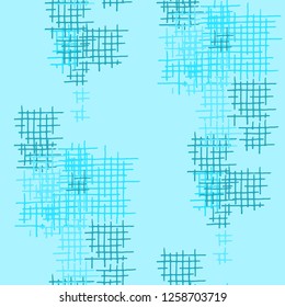 Grunge Seamless Grid. Abstract Pattern. Retro Hand Drawn Texture with Shabby Crossing Lines. Colorful Vector Pattern for Chintz, Curtain, Paper. Abstract Seamless Pattern.