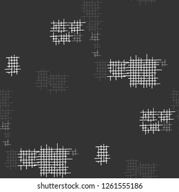 Grunge Seamless Grid. Abstract Pattern. Retro Hand Drawn Texture with Scratched Crossing Lines. Black and White Vector Pattern for Wallpaper, Fabric, Print. Abstract Seamless Pattern.