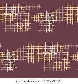 Grunge Seamless Grid. Abstract Pattern. Vintage Hand Drawn Texture with Shabby Crossing Lines. Colorful Vector Pattern for Chintz, Linen, Paper. Abstract Seamless Pattern.