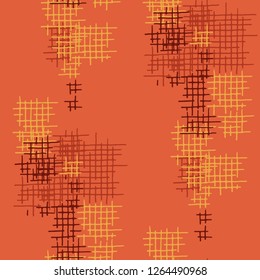 Grunge Seamless Grid. Abstract Pattern. Modern Hand Drawn Texture with Shabby Crossing Lines. Colorful Vector Pattern for Print, Cloth, Fabric. Abstract Seamless Pattern.