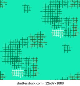 Grunge Seamless Grid. Abstract Pattern. Modern Hand Drawn Texture with Scribble Crossing Lines. Colorful Vector Pattern for Print, Cloth, Textile. Abstract Seamless Pattern.