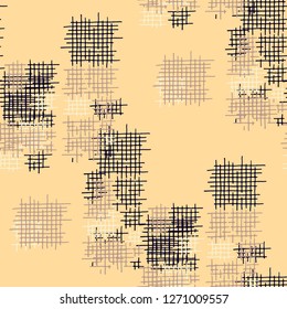 Grunge Seamless Grid. Abstract Pattern. Retro Hand Drawn Texture with Scribble Crossing Lines. Colorful Vector Pattern for Cotton, Print, Textile. Abstract Seamless Pattern.