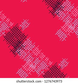 Grunge Seamless Grid. Abstract Pattern. Vintage Hand Drawn Texture with Scratched Crossing Lines. Colorful Vector Pattern for Chintz, Curtain, Paper. Abstract Seamless Pattern.