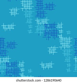 Grunge Seamless Grid. Abstract Pattern. Trendy Hand Drawn Texture with Scribble Crossing Lines. Colorful Vector Pattern for Wallpaper, Print, Cotton. Abstract Seamless Pattern.