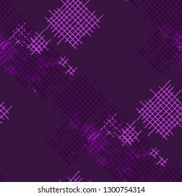Grunge Seamless Grid. Abstract Pattern. Modern Hand Drawn Texture with Scratched Crossing Lines. Colorful Vector Pattern for Chintz, Linen, Wallpaper. Abstract Seamless Pattern.