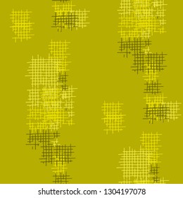 Grunge Seamless Grid. Abstract Pattern. Modern Hand Drawn Texture with Scribble Crossing Lines. Colorful Vector Pattern for Calico, Print, Textile. Abstract Seamless Pattern.