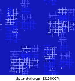 Grunge Seamless Grid. Abstract Pattern. Trendy Hand Drawn Texture with Scratched Crossing Lines. Colorful Vector Pattern for Dress, Paper, Tablecloth. Abstract Seamless Pattern.