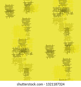 Grunge Seamless Grid. Abstract Pattern. Modern Hand Drawn Texture with Scribble Crossing Lines. Colorful Vector Pattern for Cotton, Calico, Textile. Abstract Seamless Pattern.
