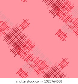 Grunge Seamless Grid. Abstract Pattern. Modern Hand Drawn Texture with Scratched Crossing Lines. Colorful Vector Pattern for Dress, Curtain, Paper. Abstract Seamless Pattern.