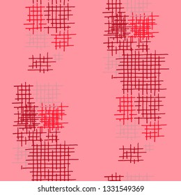Grunge Seamless Grid. Abstract Pattern. Modern Hand Drawn Texture with Scribble Crossing Lines. Colorful Vector Pattern for Wallpaper, Fabric, Textile. Abstract Seamless Pattern.