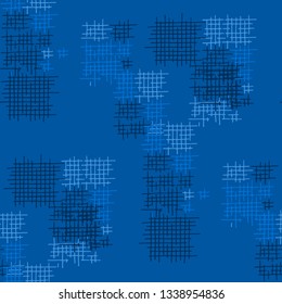 Grunge Seamless Grid. Abstract Pattern. Vintage Hand Drawn Texture with Scratched Crossing Lines. Colorful Vector Pattern for Chintz, Linen, Paper. Abstract Seamless Pattern.