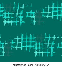 Grunge Seamless Grid. Abstract Pattern. Vintage Hand Drawn Texture with Scratched Crossing Lines. Colorful Vector Pattern for Wallpaper, Print, Cotton. Abstract Seamless Pattern.