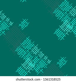 Grunge Seamless Grid. Abstract Pattern. Vintage Hand Drawn Texture with Scribble Crossing Lines. Colorful Vector Pattern for Cotton, Calico, Textile. Abstract Seamless Pattern.