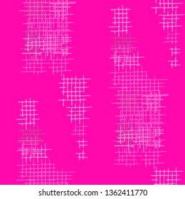 Grunge Seamless Grid. Abstract Pattern. Vintage Hand Drawn Texture with Scribble Crossing Lines. Colorful Vector Pattern for Cotton, Calico, Textile. Abstract Seamless Pattern.
