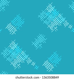 Grunge Seamless Grid. Abstract Pattern. Modern Hand Drawn Texture with Scribble Crossing Lines. Colorful Vector Pattern for Chintz, Linen, Paper. Abstract Seamless Pattern.