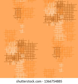 Grunge Seamless Grid. Abstract Pattern. Retro Hand Drawn Texture with Scratched Crossing Lines. Colorful Vector Pattern for Wallpaper, Print, Textile. Abstract Seamless Pattern.