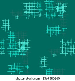Grunge Seamless Grid. Abstract Pattern. Retro Hand Drawn Texture with Shabby Crossing Lines. Colorful Vector Pattern for Print, Fabric, Cloth. Abstract Seamless Pattern.