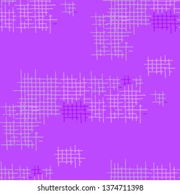 Grunge Seamless Grid. Abstract Pattern. Trendy Hand Drawn Texture with Scratched Crossing Lines. Colorful Vector Pattern for Wallpaper, Cotton, Textile. Abstract Seamless Pattern.