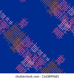 Grunge Seamless Lattice. Abstract Pattern. Vintage Hand Drawn Texture with Shabby Crossing Lines. Colorful Vector Pattern for Wallpaper, Print, Textile. Abstract Seamless Pattern.