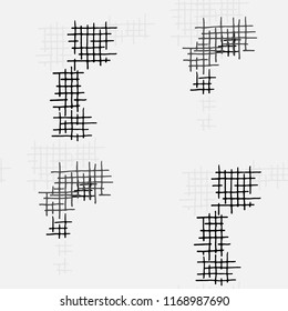 Grunge Seamless Lattice. Abstract Pattern. Vintage Hand Drawn Texture with Scribble Crossing Lines. Black and White Vector Pattern for Dress, Curtain, Paper. Abstract Seamless Pattern.