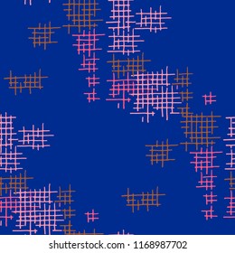 Grunge Seamless Lattice. Abstract Pattern. Vintage Hand Drawn Texture with Scratched Crossing Lines. Colorful Vector Pattern for Wallpaper, Fabric, Print. Abstract Seamless Pattern.