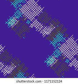 Grunge Seamless Lattice. Abstract Pattern. Vintage Hand Drawn Texture with Scribble Crossing Lines. Colorful Vector Pattern for Print, Fabric, Textile. Abstract Seamless Pattern.