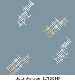 Grunge Seamless Lattice. Abstract Pattern. Retro Hand Drawn Texture with Scribble Crossing Lines. Colorful Vector Pattern for Print, Cloth, Fabric. Abstract Seamless Pattern.