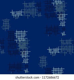 Grunge Seamless Lattice. Abstract Pattern. Retro Hand Drawn Texture with Scribble Crossing Lines. Colorful Vector Pattern for Wallpaper, Print, Cotton. Abstract Seamless Pattern.