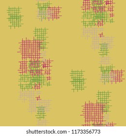 Grunge Seamless Lattice. Abstract Pattern. Modern Hand Drawn Texture with Scribble Crossing Lines. Colorful Vector Pattern for Wallpaper, Print, Textile. Abstract Seamless Pattern.