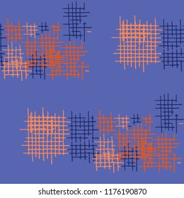 Grunge Seamless Lattice. Abstract Pattern. Trendy Hand Drawn Texture with Scribble Crossing Lines. Colorful Vector Pattern for Wallpaper, Fabric, Textile. Abstract Seamless Pattern.
