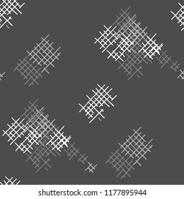 Grunge Seamless Lattice. Abstract Pattern. Trendy Hand Drawn Texture with Scratched Crossing Lines. Black and White Vector Pattern for Dress, Paper, Tablecloth. Abstract Seamless Pattern.