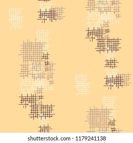 Grunge Seamless Lattice. Abstract Pattern. Modern Hand Drawn Texture with Shabby Crossing Lines. Colorful Vector Pattern for Cotton, Calico, Textile. Abstract Seamless Pattern.