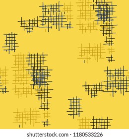 Grunge Seamless Lattice. Abstract Pattern. Vintage Hand Drawn Texture with Shabby Crossing Lines. Colorful Vector Pattern for Wallpaper, Fabric, Textile. Abstract Seamless Pattern.