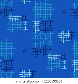 Grunge Seamless Lattice. Abstract Pattern. Vintage Hand Drawn Texture with Scribble Crossing Lines. Colorful Vector Pattern for Chintz, Curtain, Paper. Abstract Seamless Pattern.