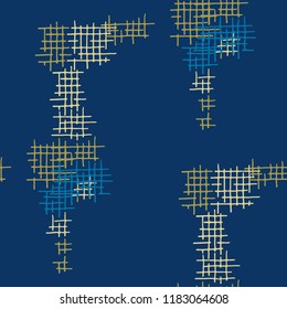 Grunge Seamless Lattice. Abstract Pattern. Vintage Hand Drawn Texture with Shabby Crossing Lines. Colorful Vector Pattern for Wallpaper, Fabric, Textile. Abstract Seamless Pattern.