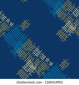Grunge Seamless Lattice. Abstract Pattern. Modern Hand Drawn Texture with Shabby Crossing Lines. Colorful Vector Pattern for Print, Cloth, Textile. Abstract Seamless Pattern.