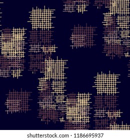 Grunge Seamless Lattice. Abstract Pattern. Trendy Hand Drawn Texture with Scribble Crossing Lines. Colorful Vector Pattern for Cotton, Calico, Textile. Abstract Seamless Pattern.