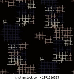 Grunge Seamless Lattice. Abstract Pattern. Trendy Hand Drawn Texture with Scratched Crossing Lines. Colorful Vector Pattern for Wallpaper, Fabric, Print. Abstract Seamless Pattern.