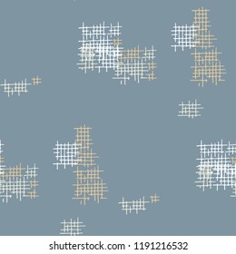 Grunge Seamless Lattice. Abstract Pattern. Retro Hand Drawn Texture with Scribble Crossing Lines. Colorful Vector Pattern for Cotton, Print, Textile. Abstract Seamless Pattern.