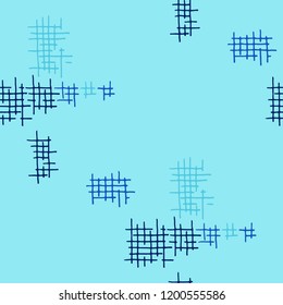 Grunge Seamless Lattice. Abstract Pattern. Vintage Hand Drawn Texture with Scratched Crossing Lines. Colorful Vector Pattern for Cotton, Print, Calico. Abstract Seamless Pattern.
