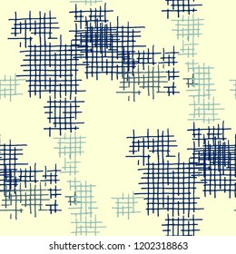 Grunge Seamless Lattice. Abstract Pattern. Vintage Hand Drawn Texture with Scratched Crossing Lines. Colorful Vector Pattern for Dress, Curtain, Tablecloth. Abstract Seamless Pattern.