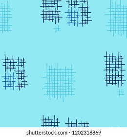 Grunge Seamless Lattice. Abstract Pattern. Trendy Hand Drawn Texture with Scribble Crossing Lines. Colorful Vector Pattern for Fabric, Cloth, Textile. Abstract Seamless Pattern.
