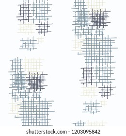 Grunge Seamless Lattice. Abstract Pattern. Vintage Hand Drawn Texture with Scribble Crossing Lines. Colorful Vector Pattern for Linen, Paper, Tablecloth. Abstract Seamless Pattern.