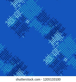 Grunge Seamless Lattice. Abstract Pattern. Trendy Hand Drawn Texture with Scratched Crossing Lines. Colorful Vector Pattern for Wallpaper, Fabric, Print. Abstract Seamless Pattern.