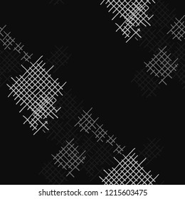 Grunge Seamless Lattice. Abstract Pattern. Vintage Hand Drawn Texture with Scratched Crossing Lines. Black and White Vector Pattern for Calico, Print, Textile. Abstract Seamless Pattern.
